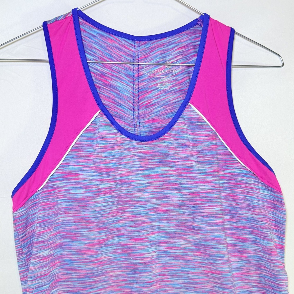 Tangerine Women's Pink Blue Heathered Racerback Tank Top Size S Activewear - Picture 4 of 4